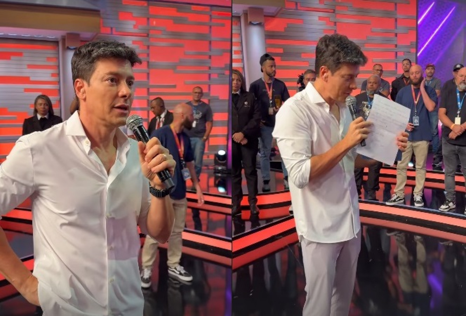 Rodrigo Faro durante despedida com a equipe de seu programa na Record - Reprodução/Instagram