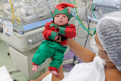 Recém-nascidos do Hospital Estadual Azevedo Lima ganharam fantasia de Natal