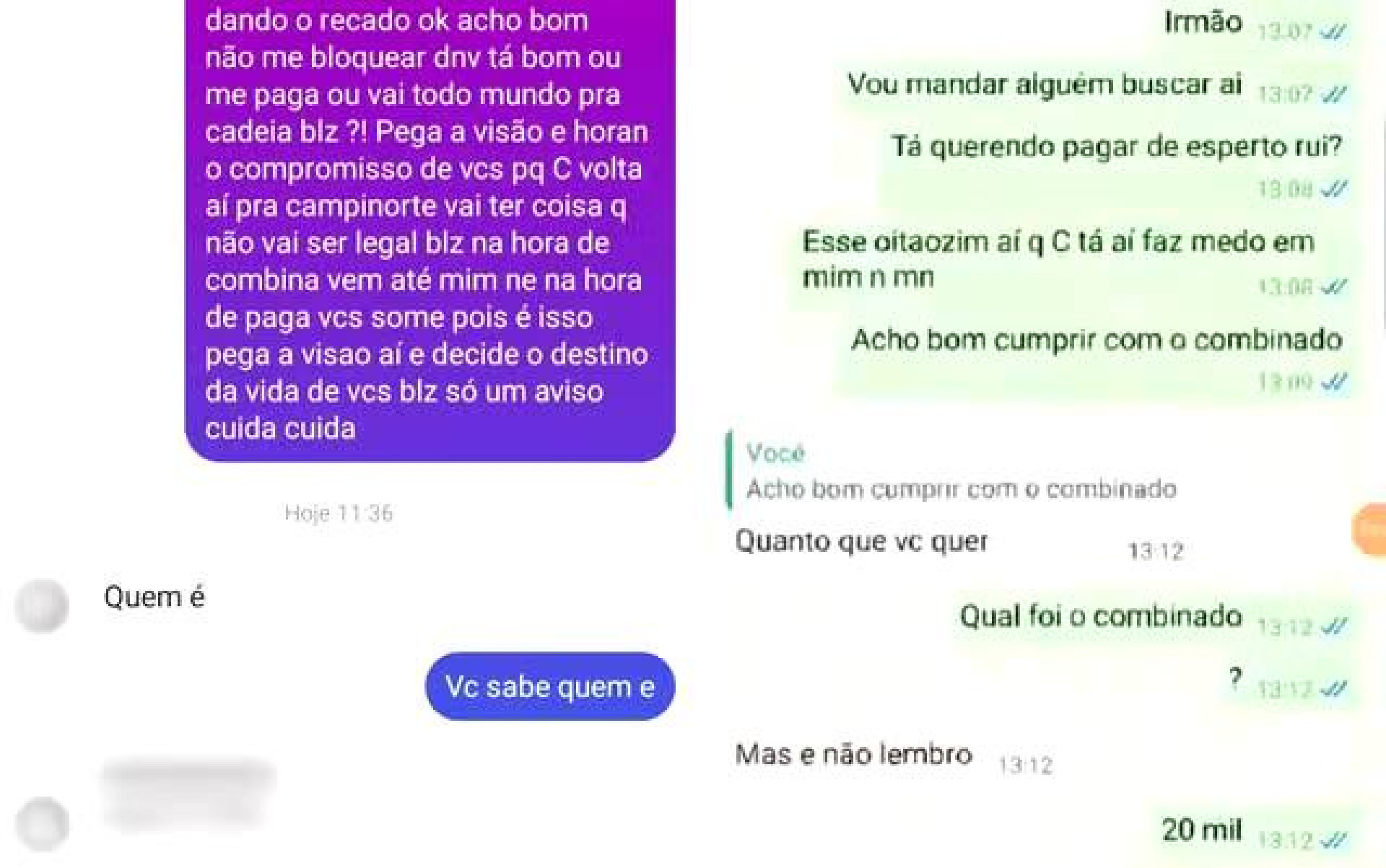 Prints mostram conversa de genro de fazendeiro assassinado e executor do crime - Divulgação/Polícia Civil