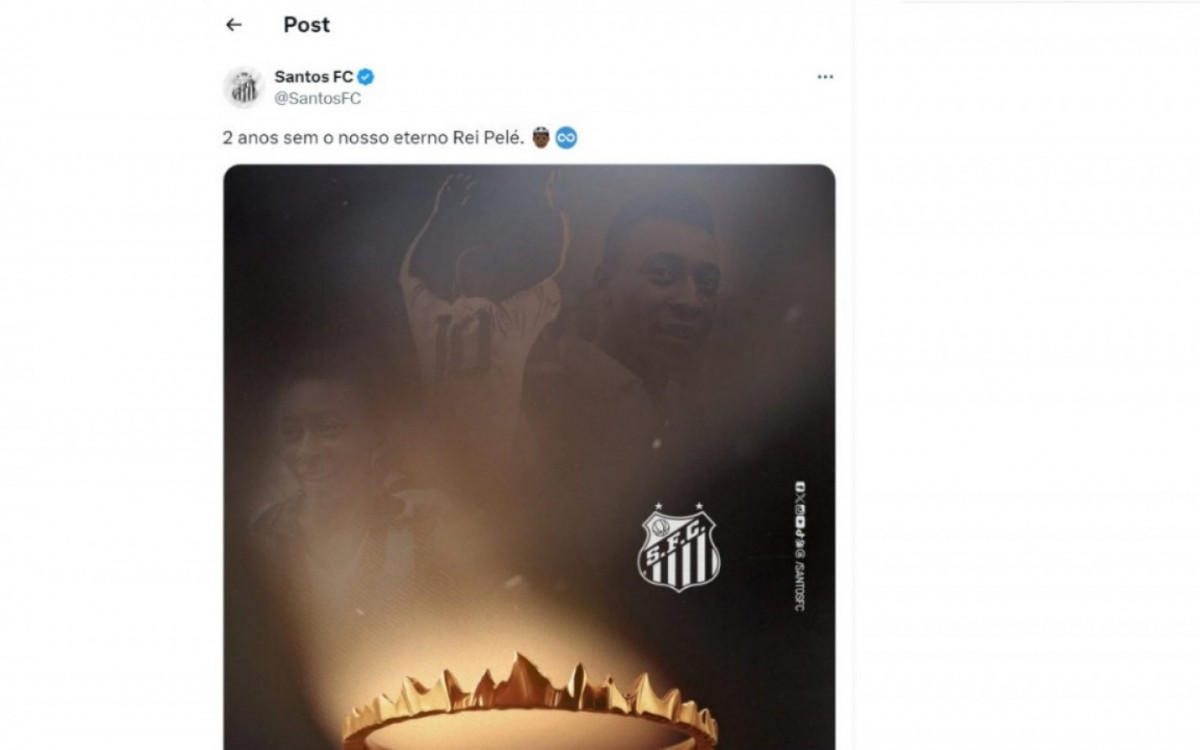 Morte de Pelé completou dois anos. Rei do futebol recebeu homenagens nas redes sociais