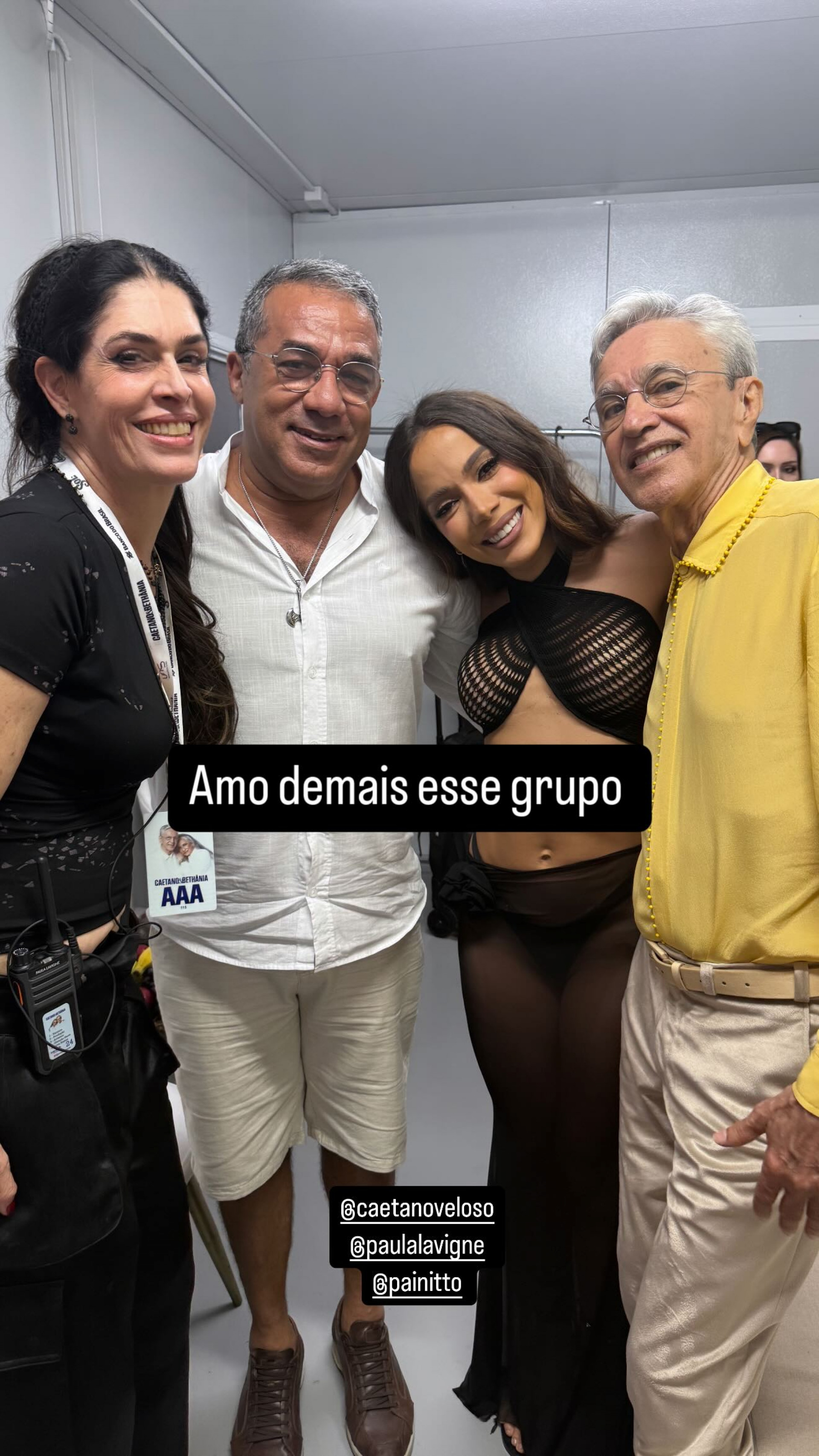 Anitta, seu pai, Paula Lavigne e Caetano Veloso  - Reprodução / Instagram 