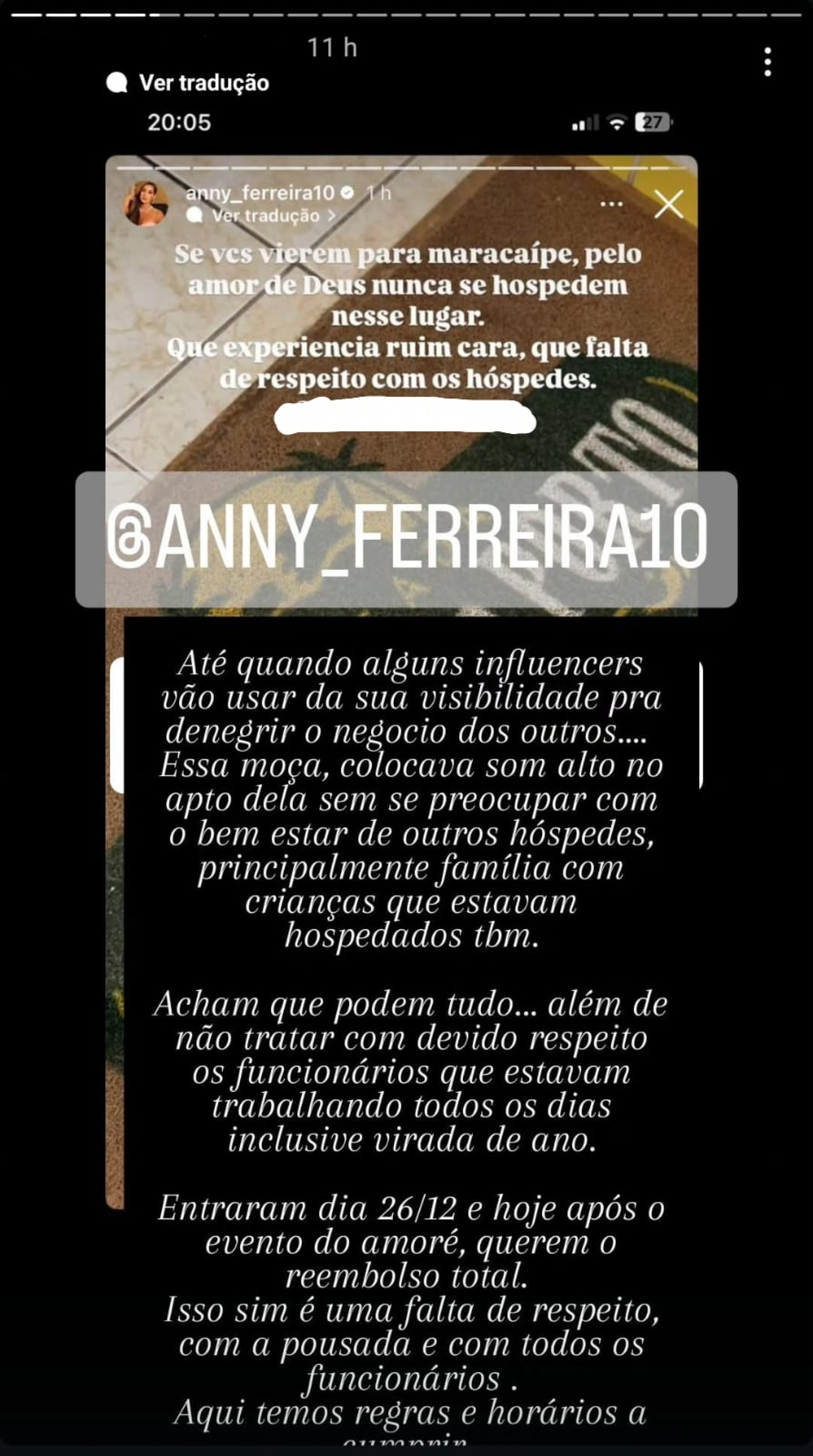Polêmica entre ex-BBB Deniziane e pousada em Pernambuco vira caso de polícia
- Reprodução / Instagram