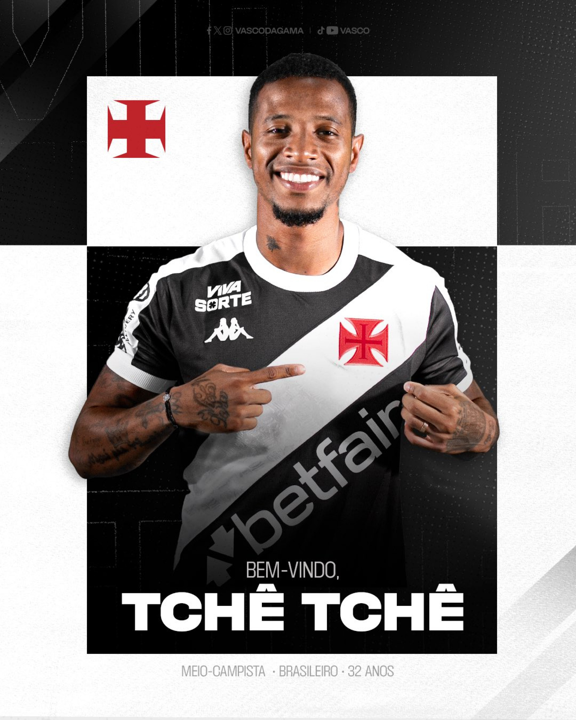 Tch&ecirc; Tch&ecirc; assinou contrato com o Vasco por duas temporadas