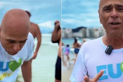 Prefeito do Guarujá desafia virose e bebe água do mar em meio à onda de contaminação