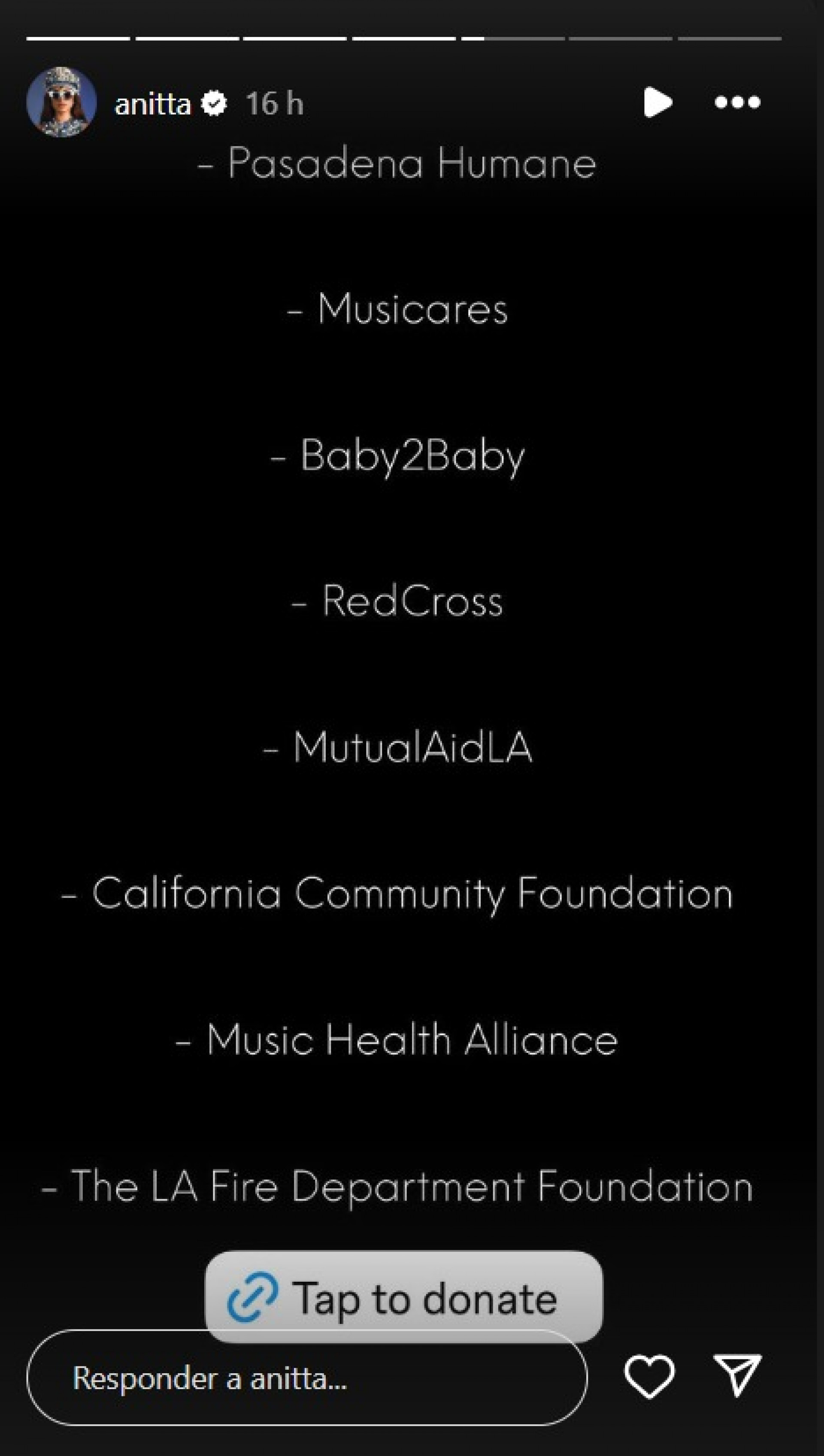 Anitta pede doações para as vítimas de Los Angeles - Reprodução Instagram