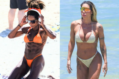 Adriana Bombom e Tati Minerato esbanjam boa forma em praias no Rio