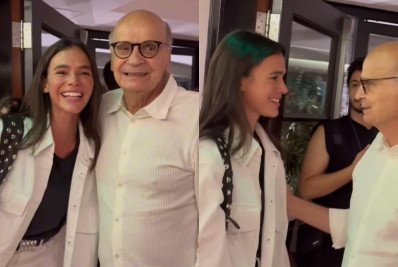 Bruna Marquezine vive momento fã e se emociona ao conhecer Drauzio Varella