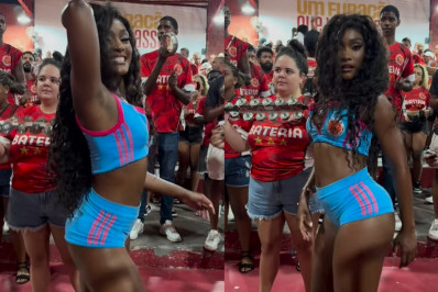 De top e shortinho, Erika Januza brilha em ensaio da Viradouro 