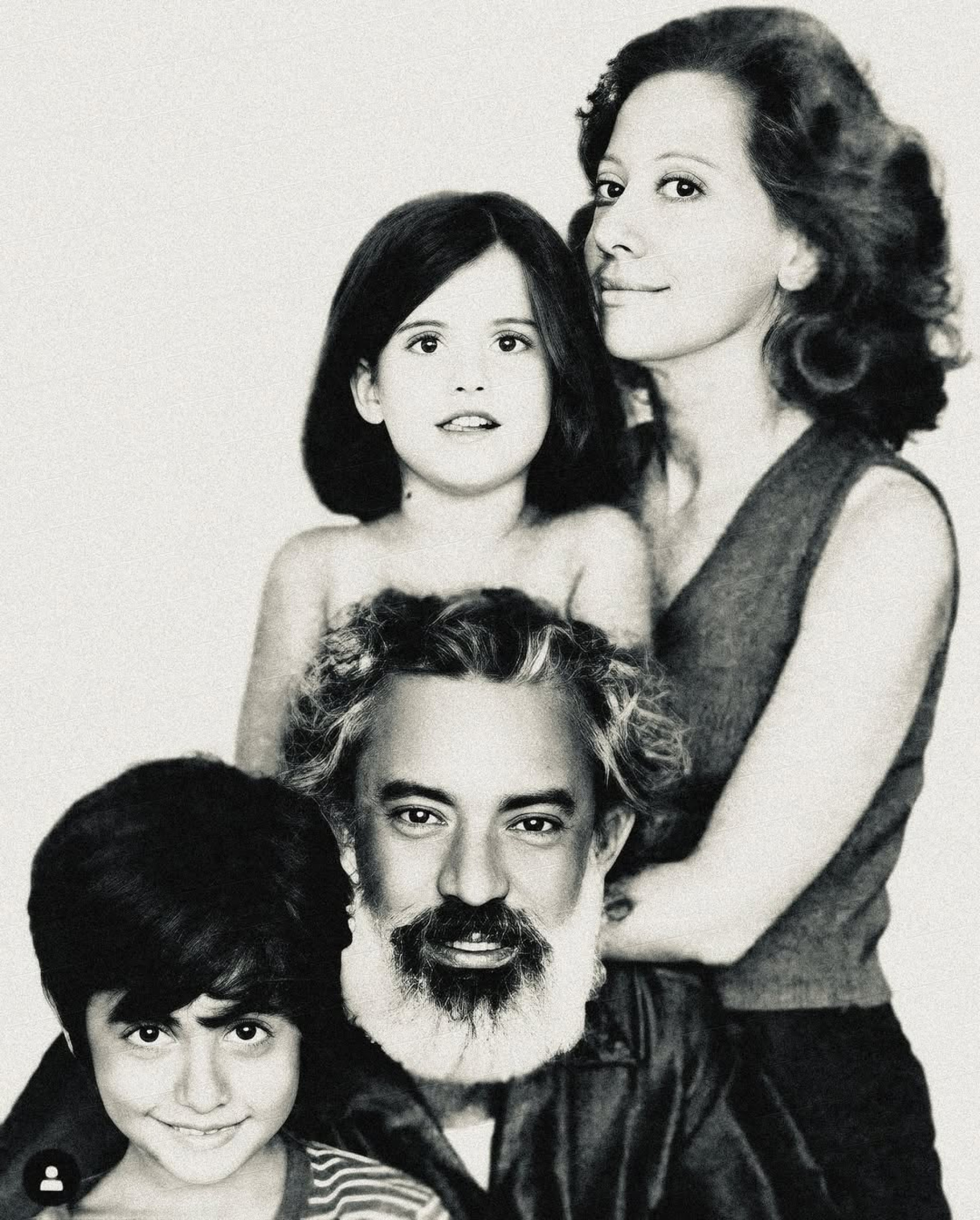 Fernanda Montenegro e Fernando Torres (1927-2008) com os filhos, a atriz Fernanda Torres e o cineasta Cláudio Torres, ainda crianças - Reprodução / Instagram 