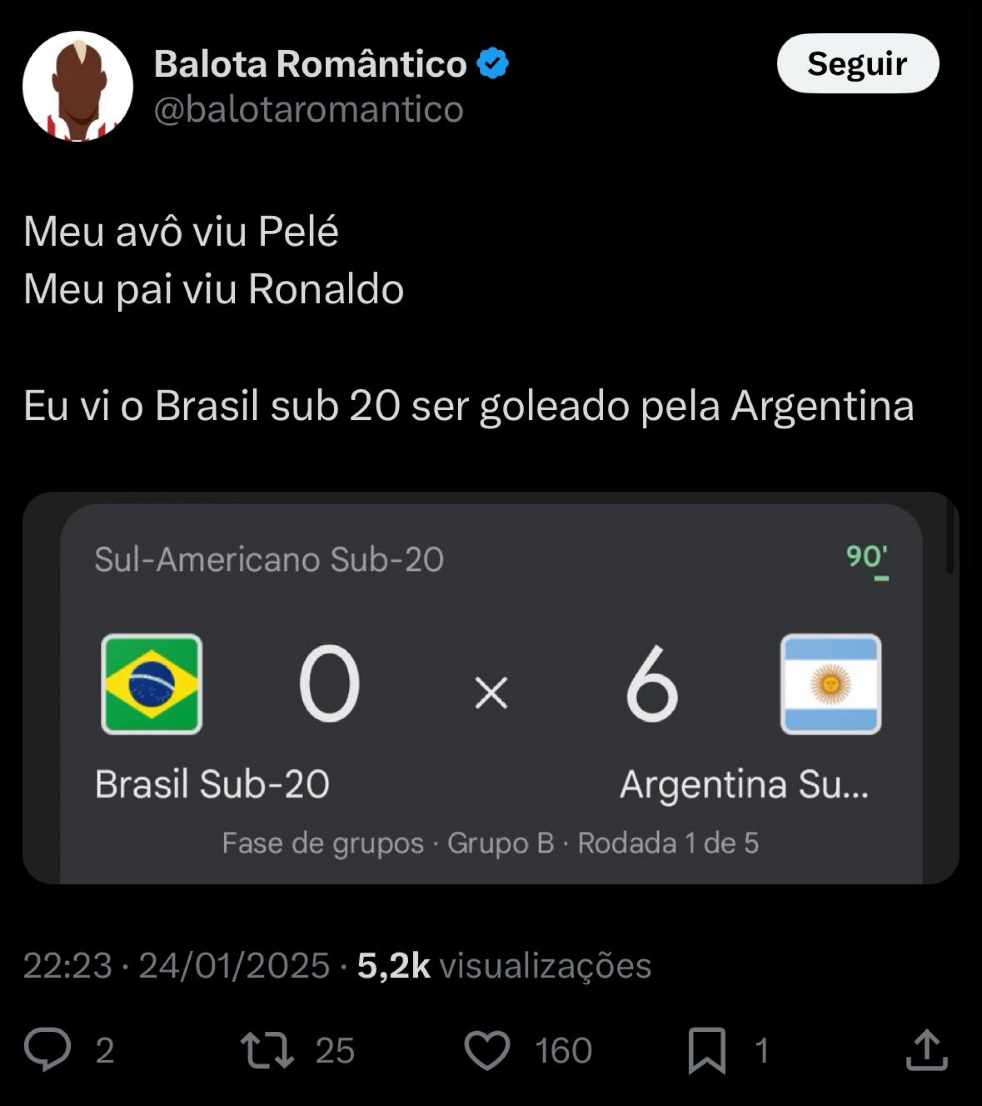 Derrota do Brasil para a Argentina repercutiu na web - Reprodução/X