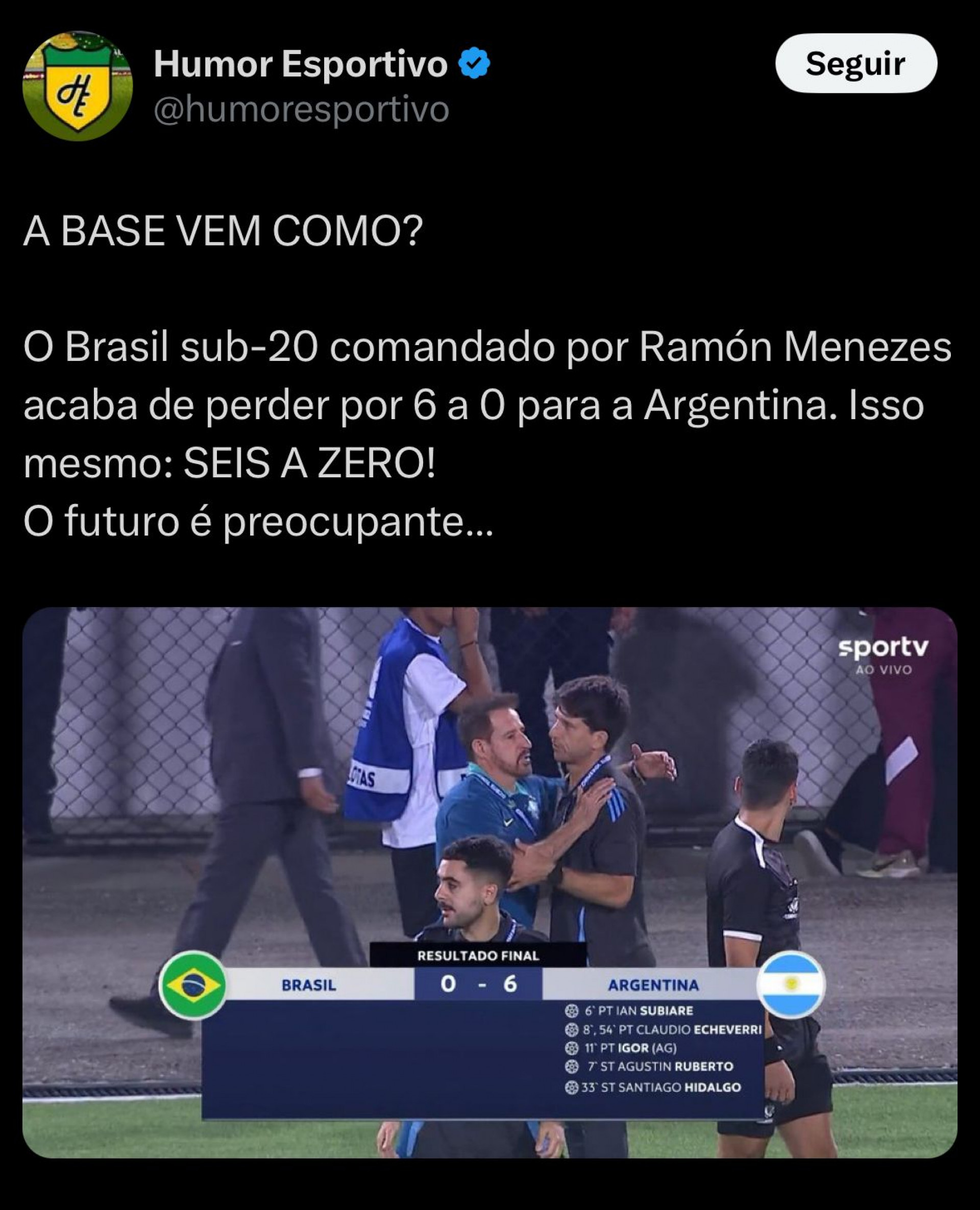Derrota do Brasil para a Argentina repercutiu na web - Reprodução/X