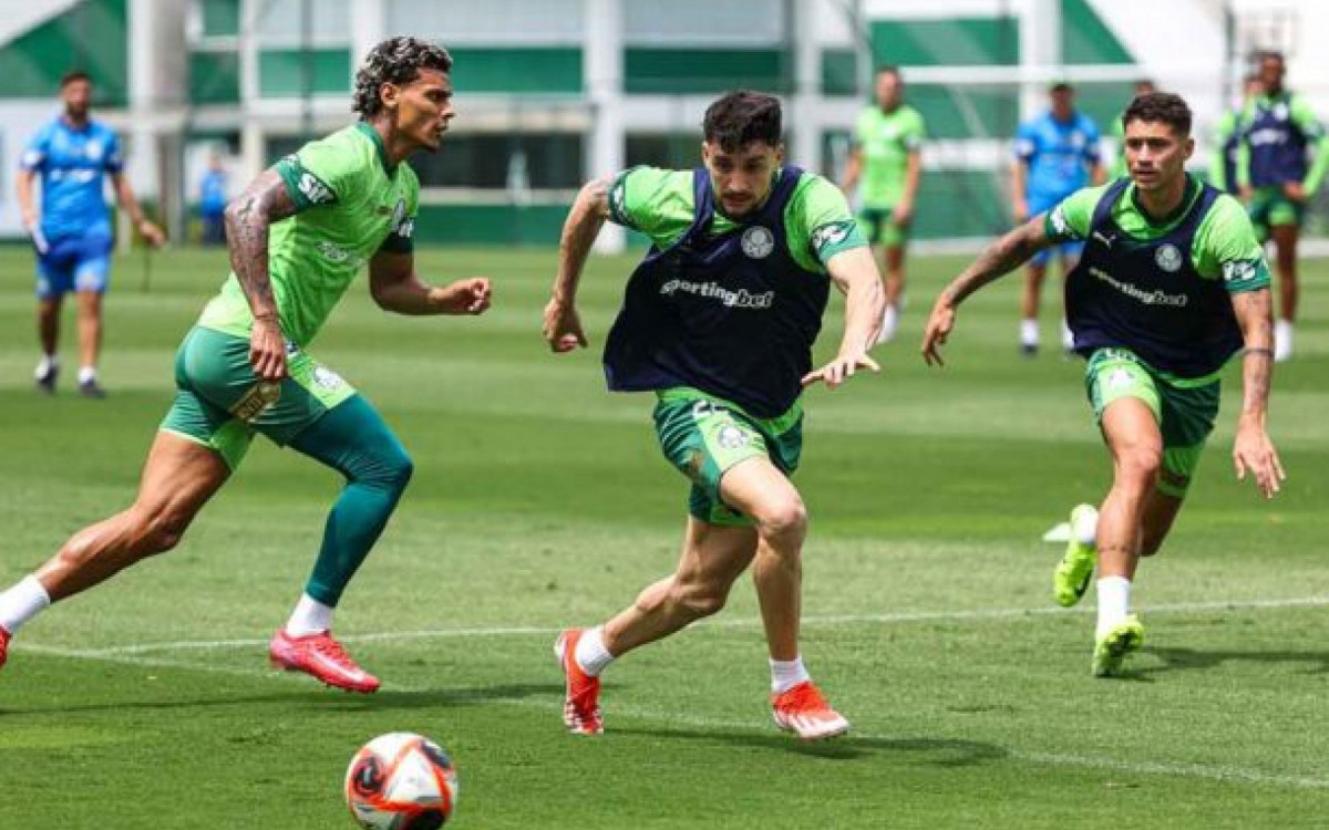 Os atletas da SE Palmeiras, durante treinamento na Academia de Futebol, em São Paulo-SP. (Foto: Fabio Menotti/Palmeiras/by Canon)