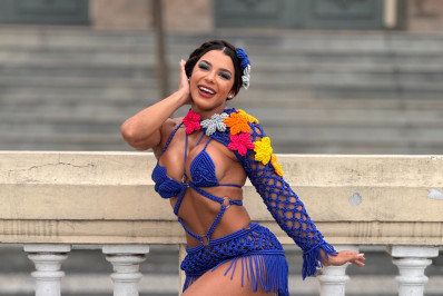 Monique Rizzeto aposta no macramê para figurino no ensaio da Acadêmicos de Niterói