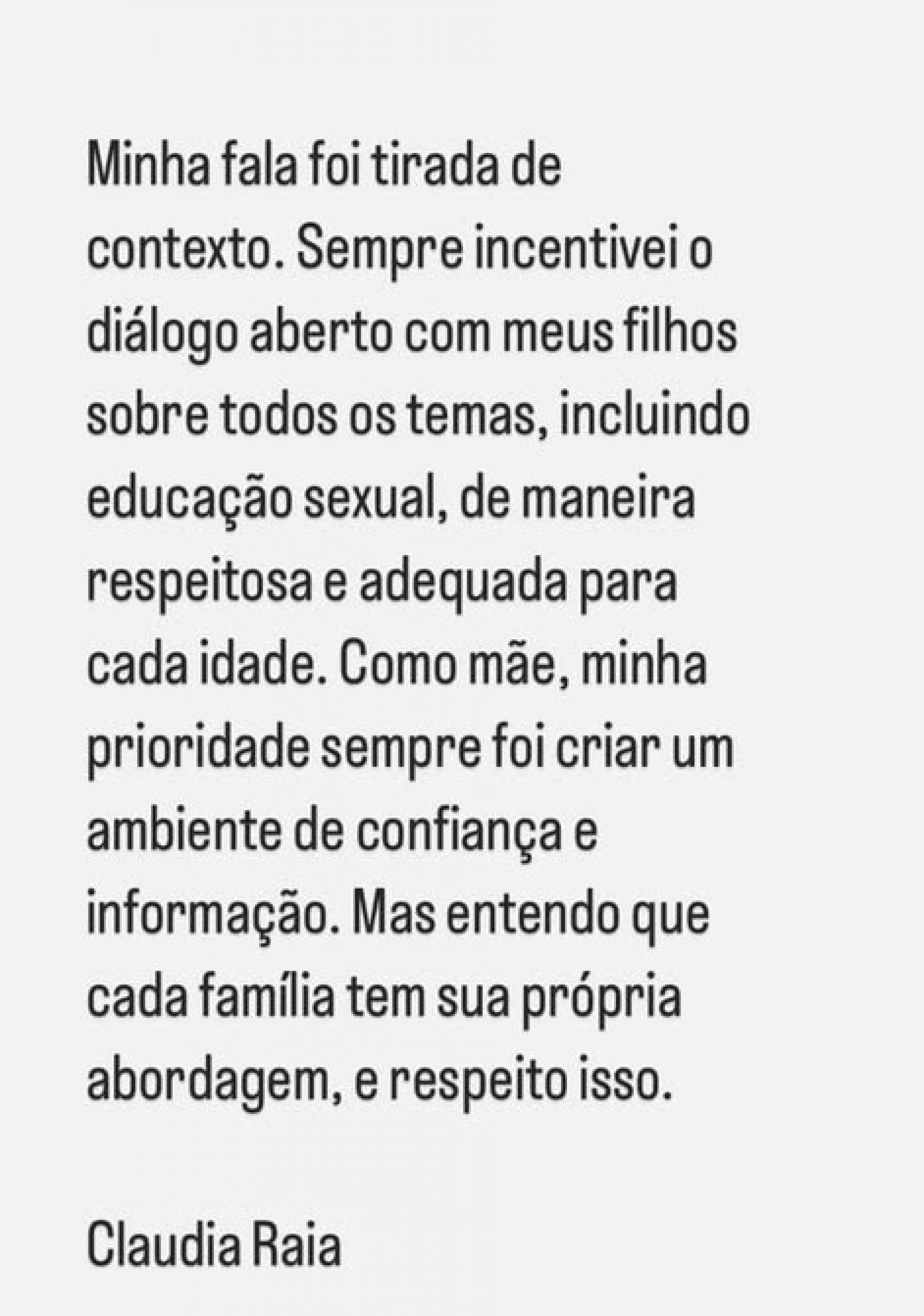Claudia Raia se manifestou sobre fala polêmica  - Reprodução/Instagram