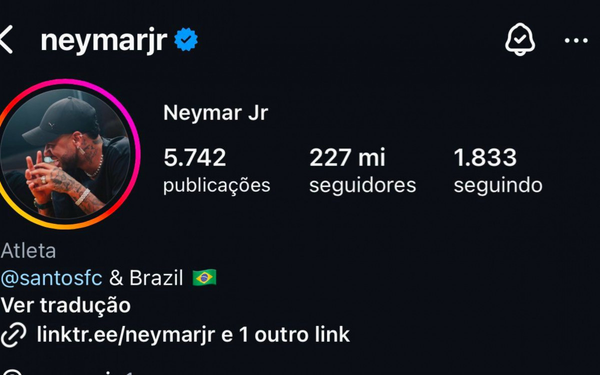 Perfil de Neymar no Instagram