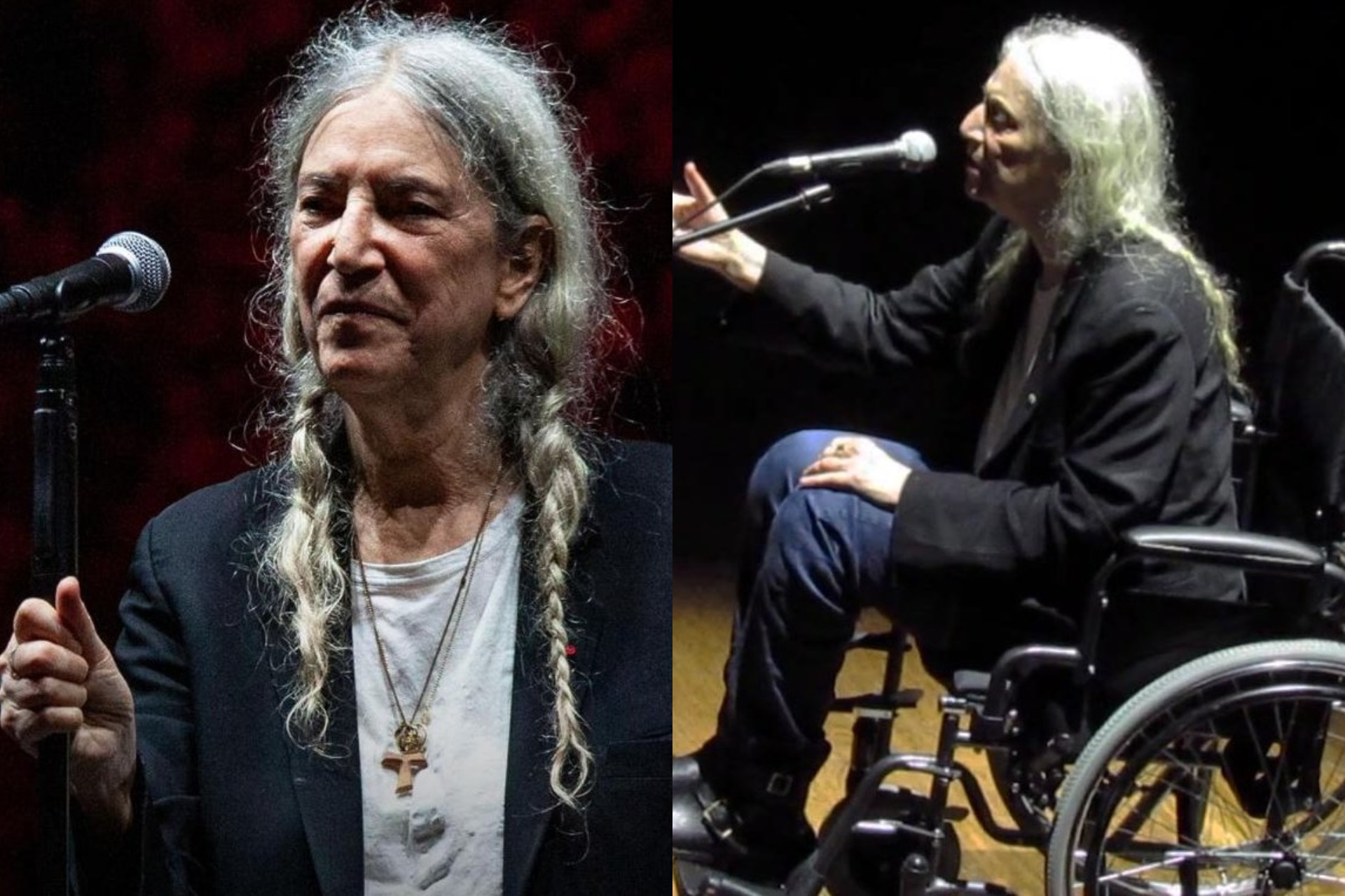 Patti Smith desmaia durante show em São Paulo e encerra show de cadeira de rodas
 - Reprodução / Instagram 