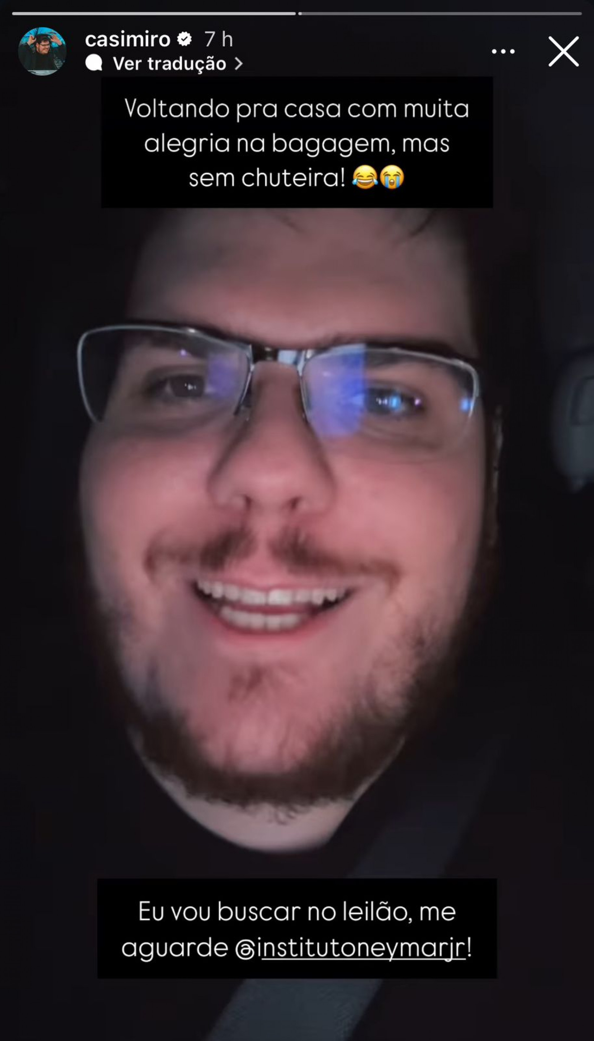 Publica&ccedil;&atilde;o de Casimiro no story do Instagram - Reprodu&ccedil;&atilde;o/Instagram @casimiro