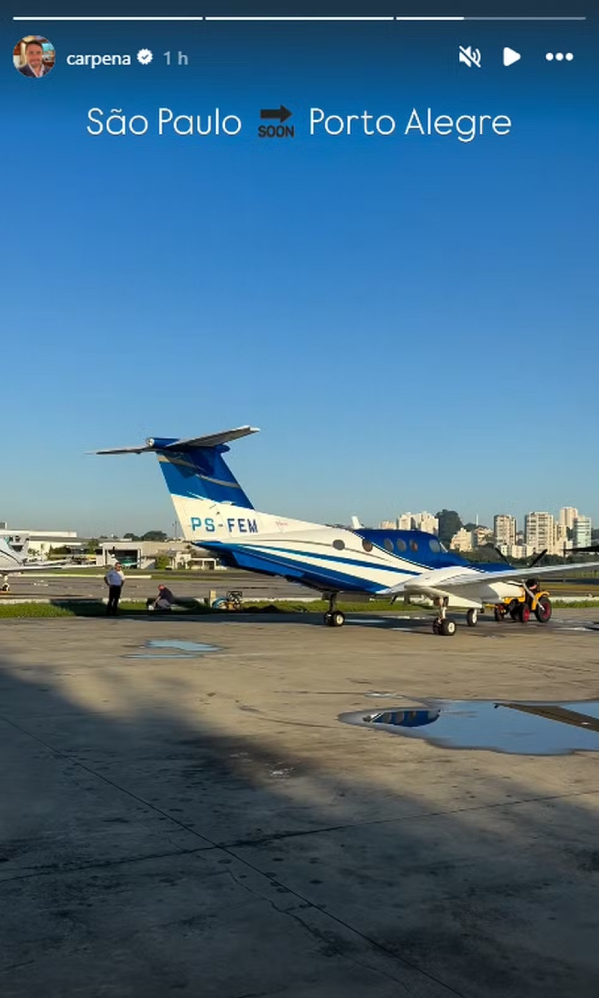 Publicação de Carpena momentos antes do acidente