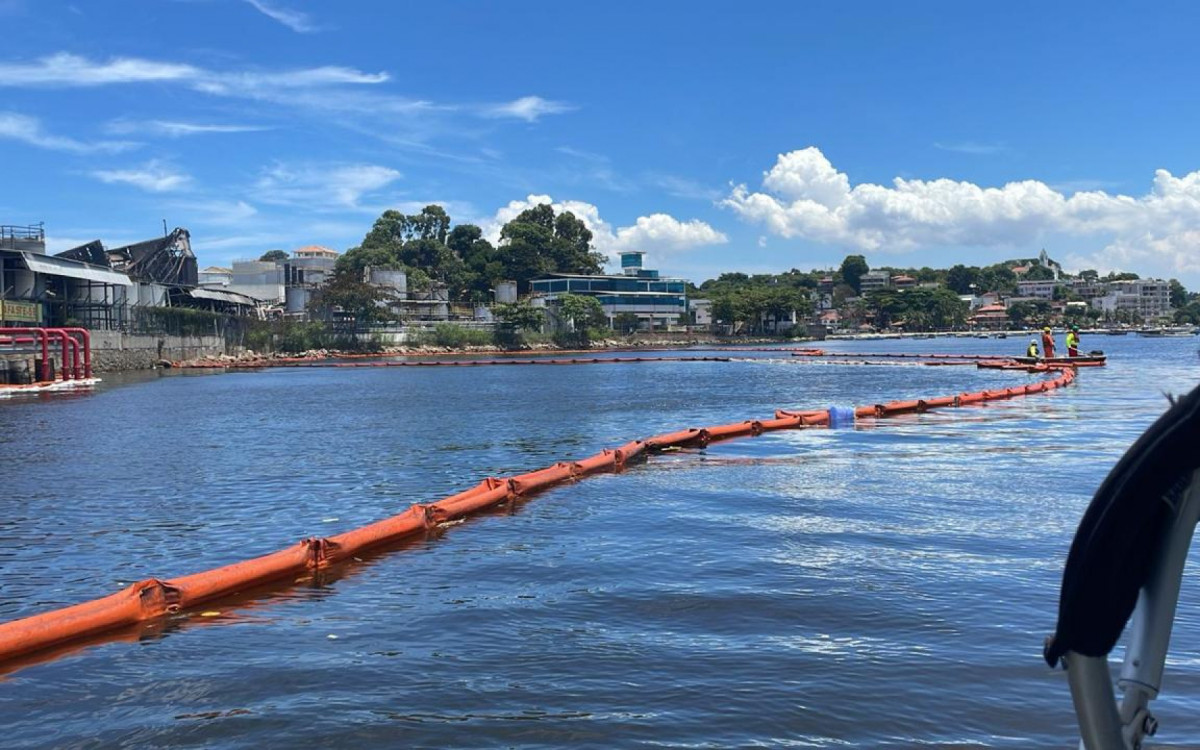 Os técnicos estão atuando na contenção e recolhimento do resíduo - Divulgação / Governo do RJ