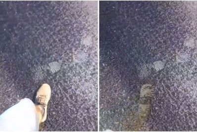 Vídeo: asfalto 'derrete' durante calor intenso em cidade de SC