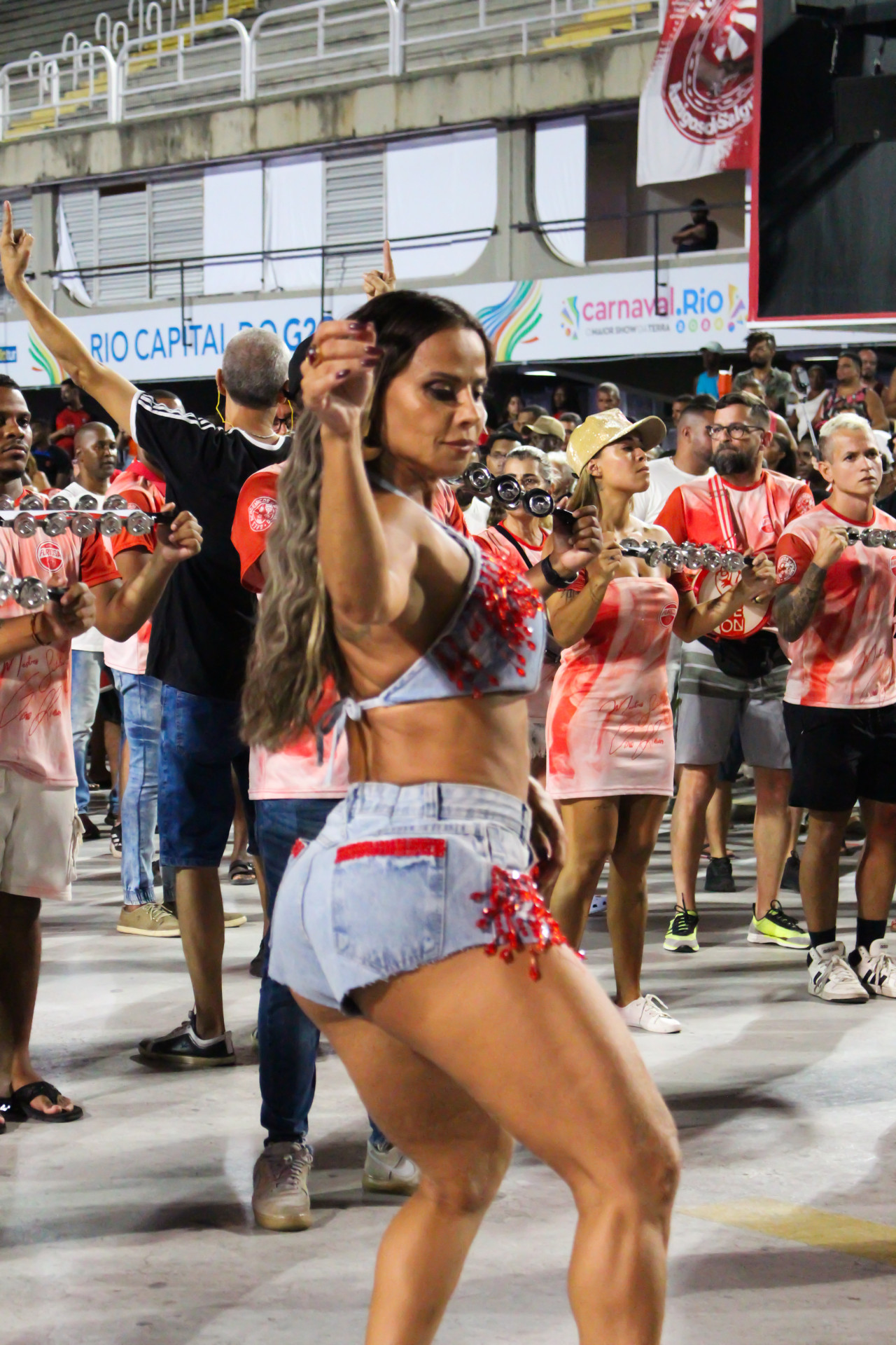 Viviane Araujo durante ensaio do Salgueiro na Sapucaí - Mariana Mattos / ComunicaSal/ Divulgação