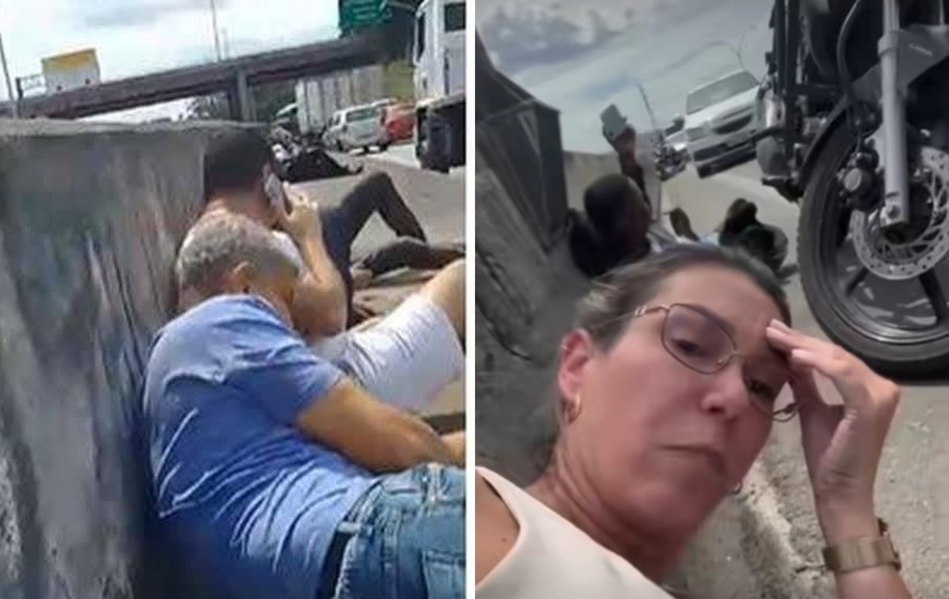 Usu&aacute;rios da Avenida Brasil precisaram se esconder atr&aacute;s dos ve&iacute;culos durante o tiroteio desta quarta (12) - Reprodu&ccedil;&atilde;o