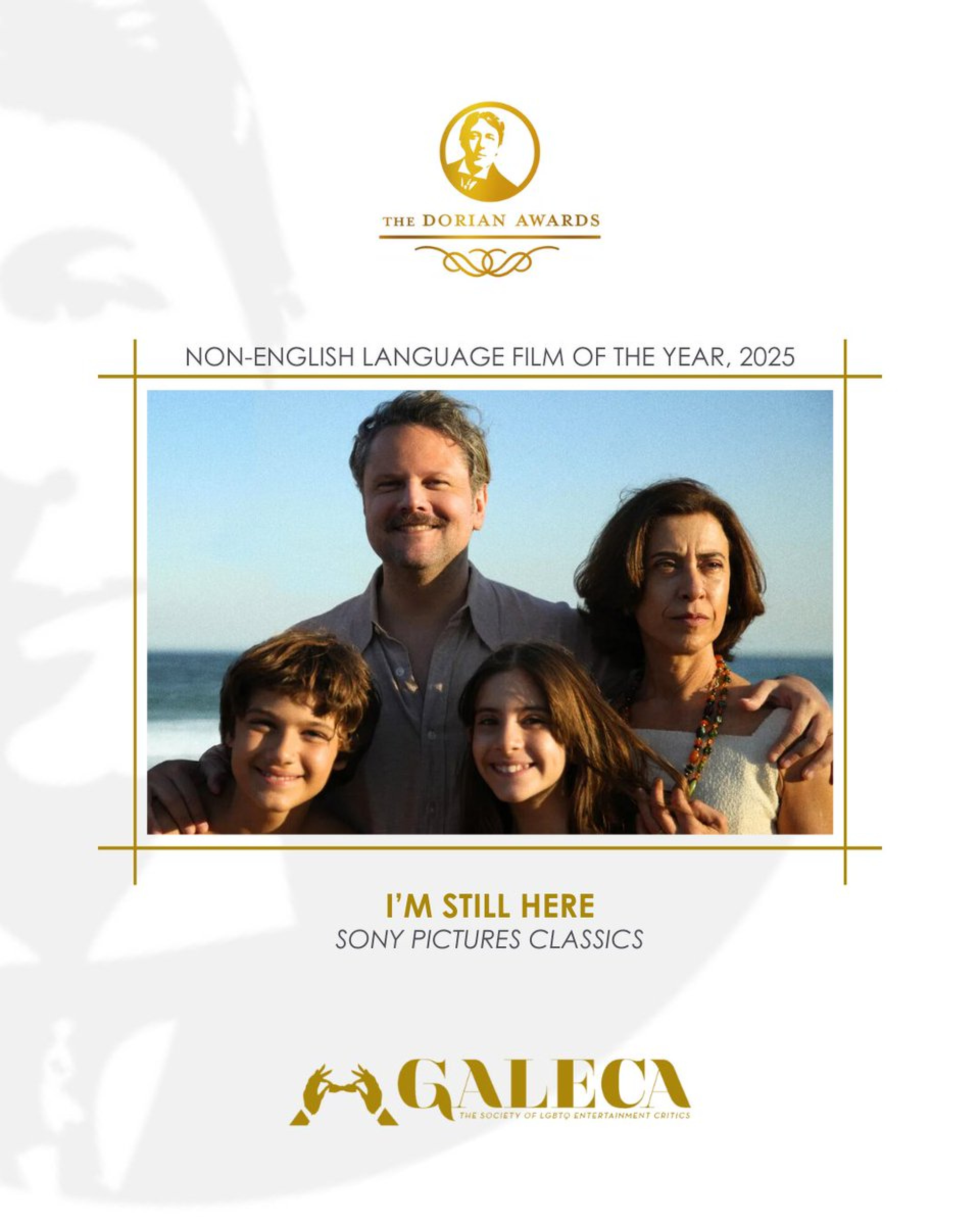 'Ainda Estou Aqui' foi eleito Melhor Filme em Língua Não Inglesa do Ano no Dorian Awards - Reprodução / X @DorianAwards
