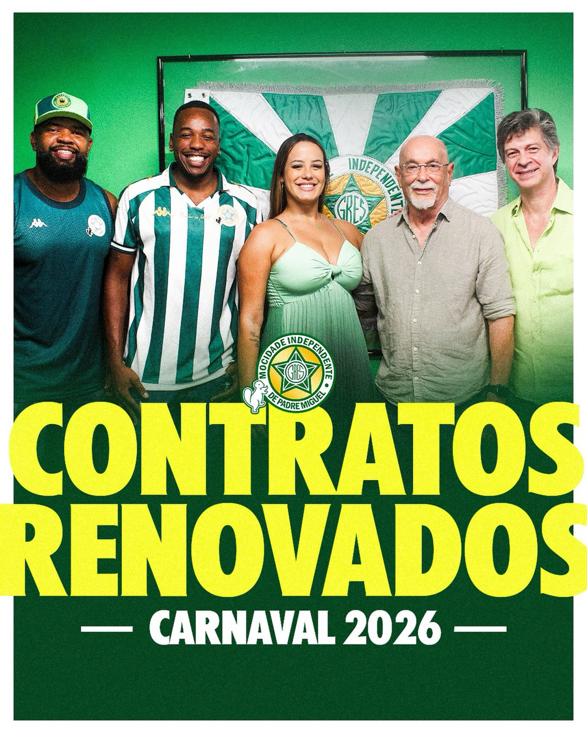 Mocidade renovou com Dudu, Diogo, Bruna, Renato Lage e Misailidis - Reprodução / Facebook