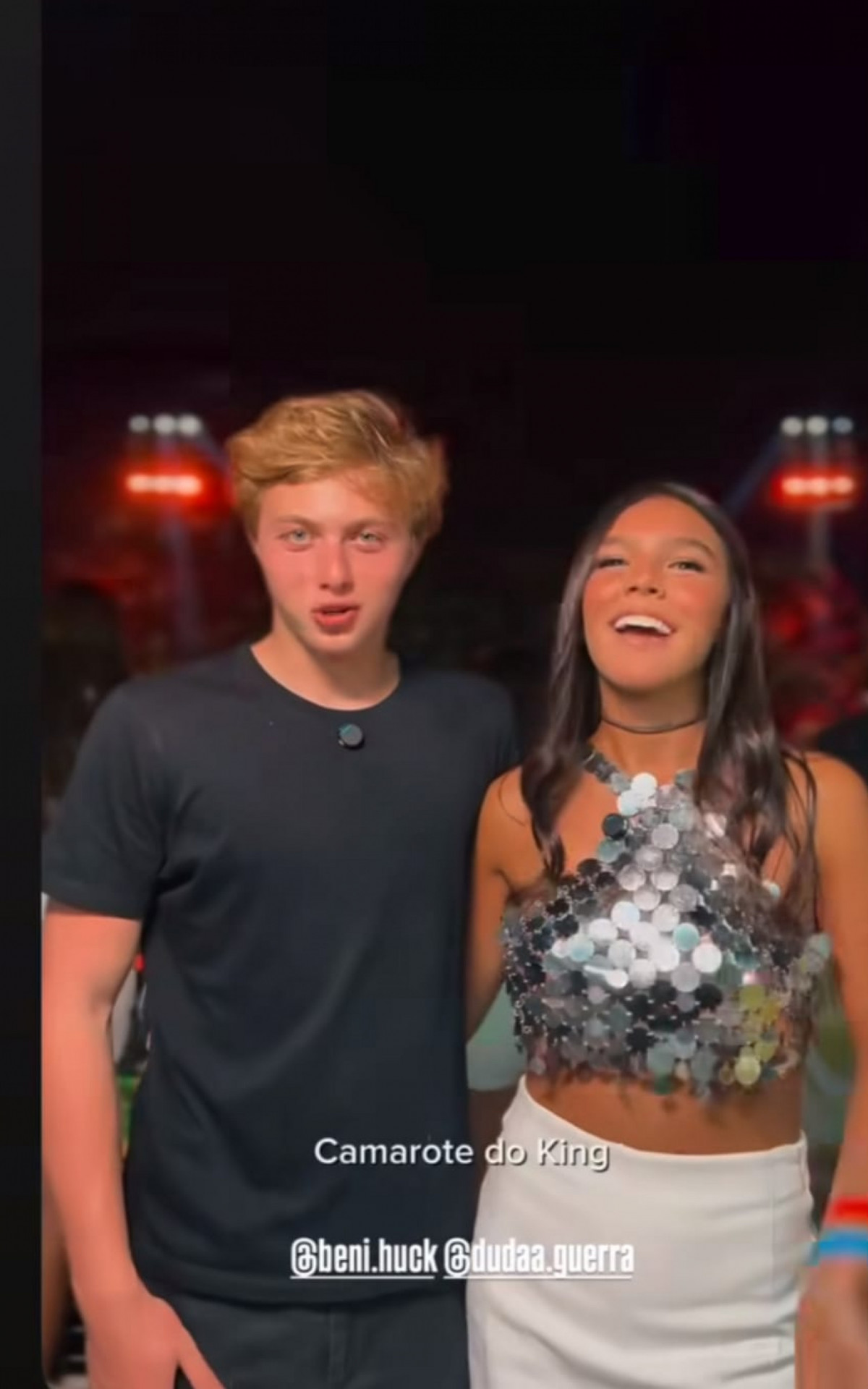 Duda Guerra e Benício Huck posam no ensaio técnico na Sapucaí - Reprodução/Instagram