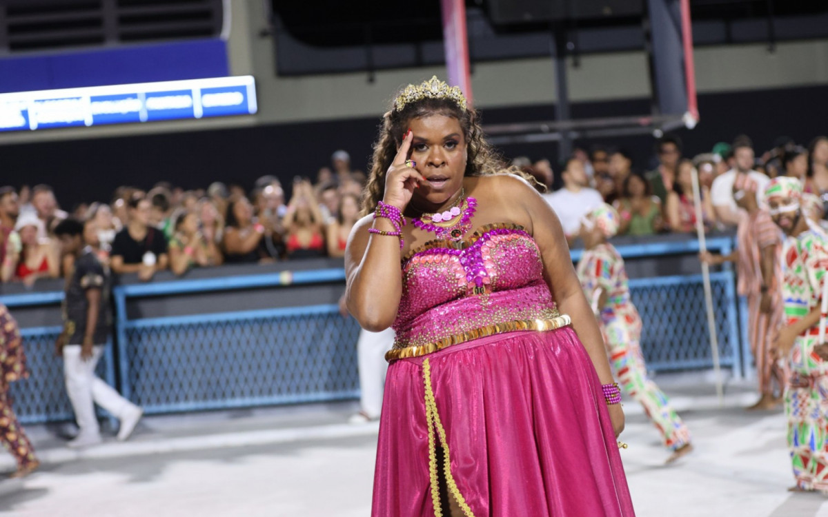 Cacau Protásio durante ensaio do Salgueiro