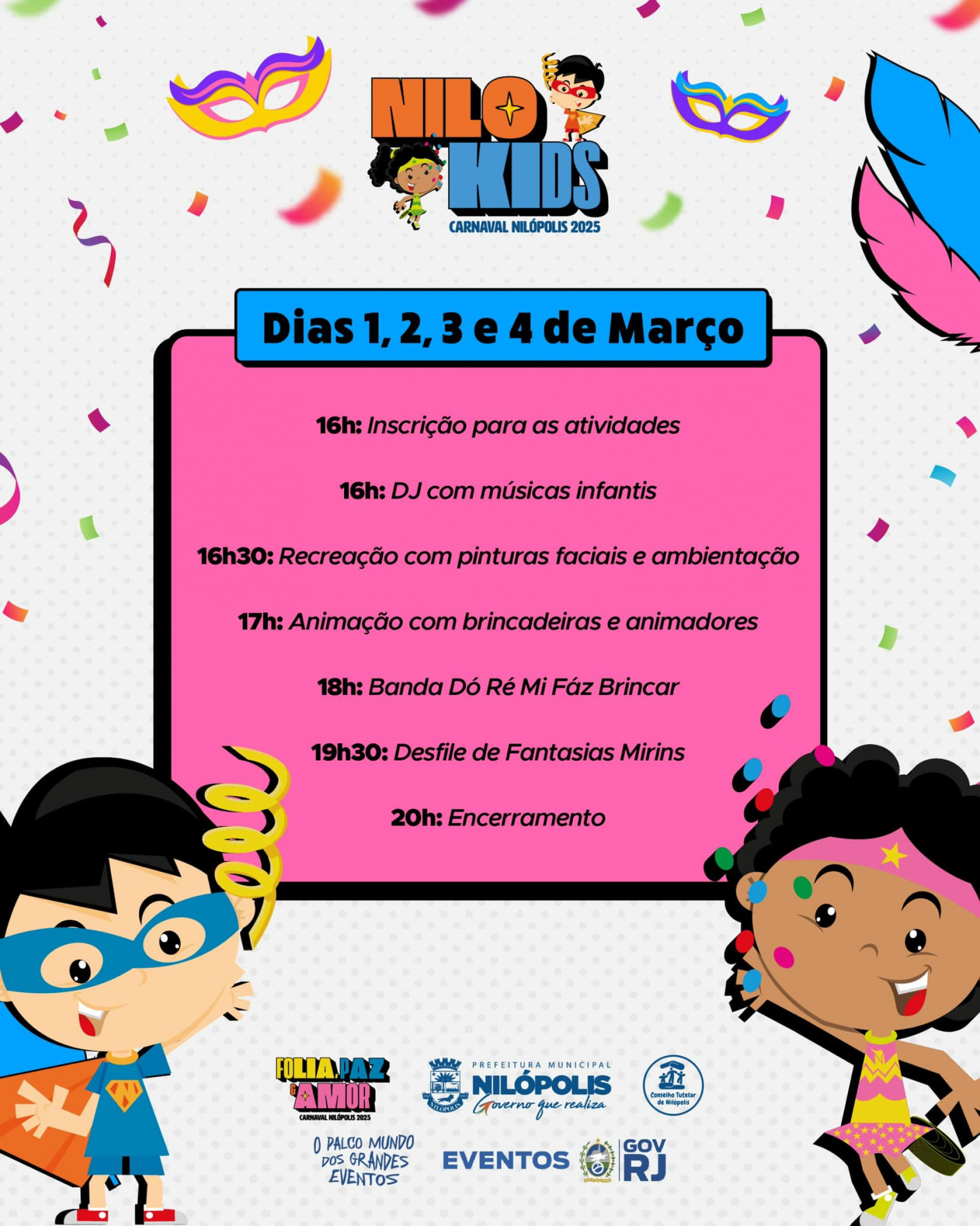 Programa&ccedil;&atilde;o - Carnaval Infantil - NiloKids - Divulga&ccedil;&atilde;o / PMN