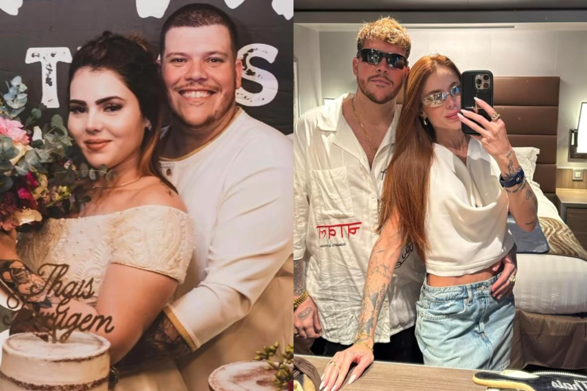 Antes e depois de Ferrugem e Thaís Vasconcellos - Reprodução / Instagram