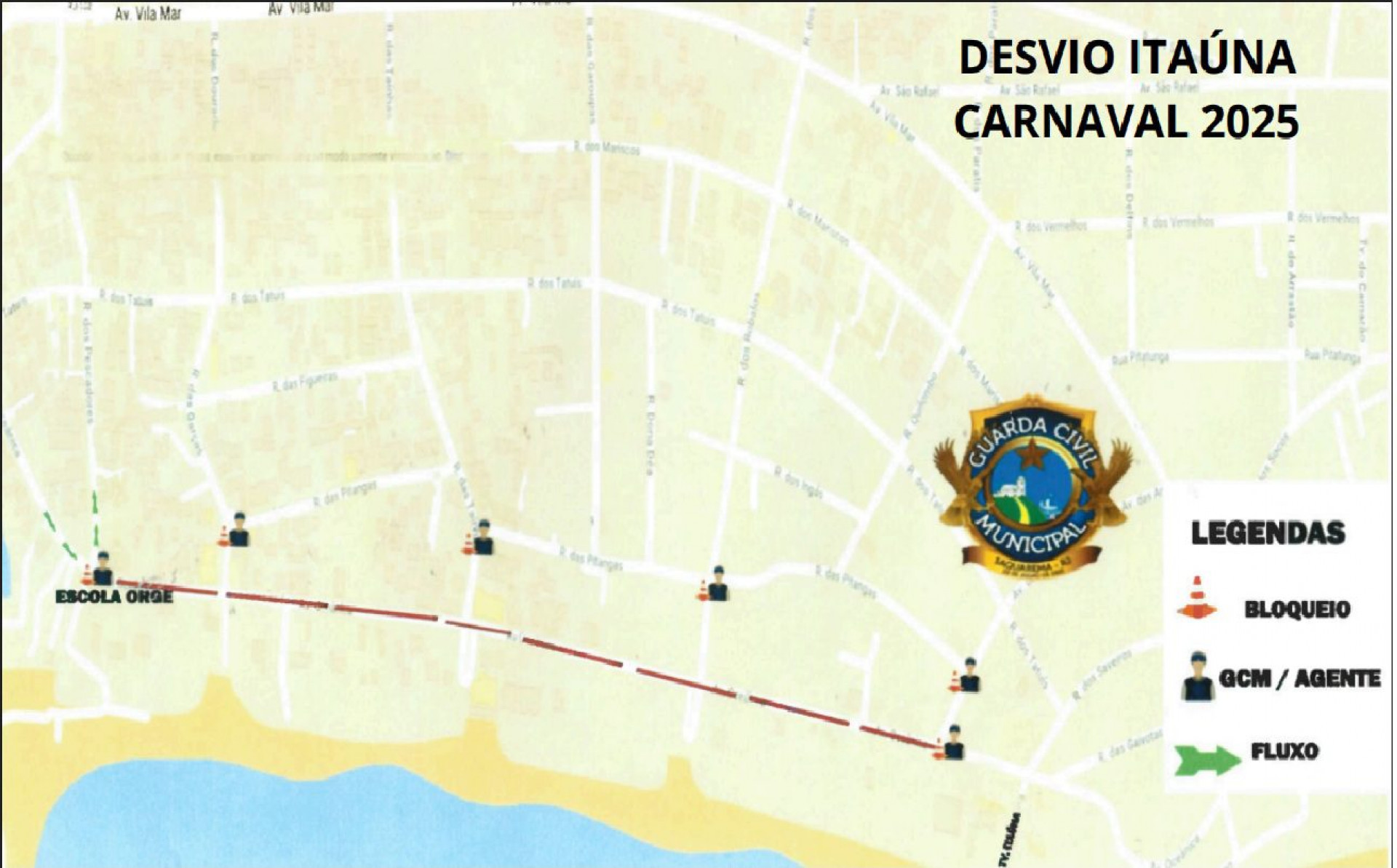 Guarda Civil anuncia desvios para os festejos de Carnaval em Saquarema - Divulgação/Prefeitura de Saquarema