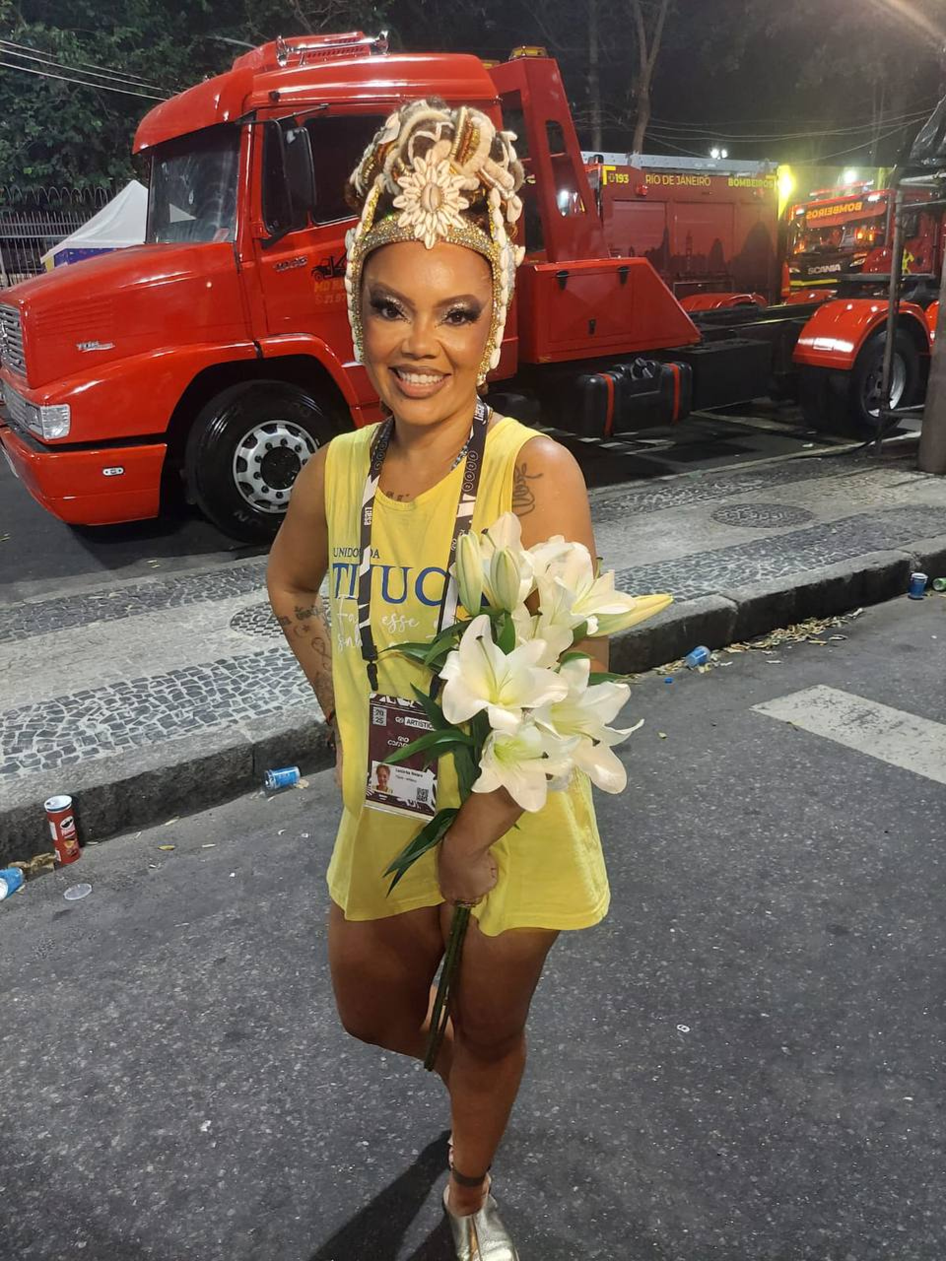 Lucinha Nobre fez questão de deixar seu agradecimento a Logun-Edé
 - Rachel Siston/Agência O Dia