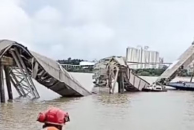Desabamento de galeria de grãos deixa cinco pessoas feridas; balsa bateu em pilar