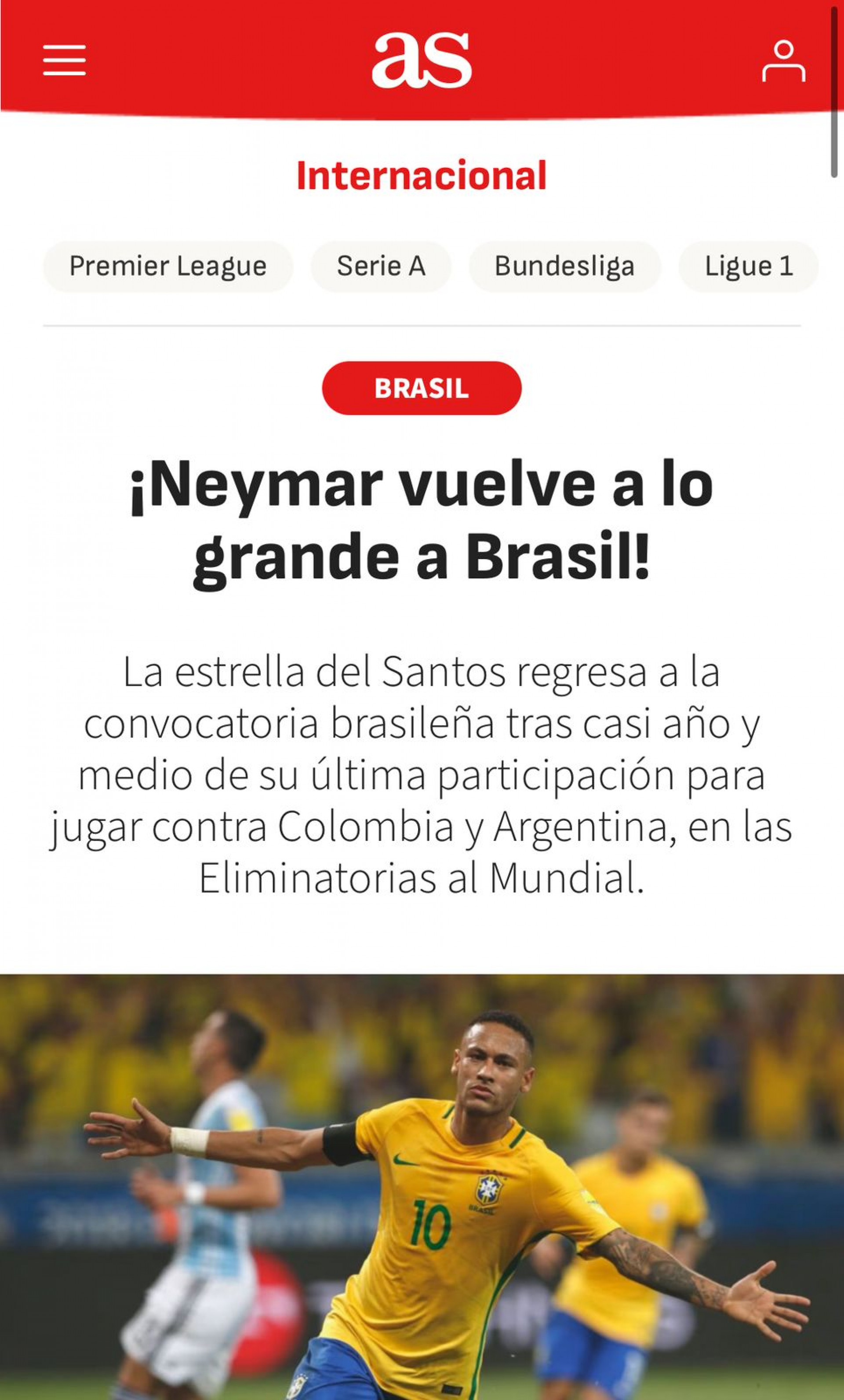 Repercuss&atilde;o da convoca&ccedil;&atilde;o de Neymar na Espanha - Reprodu&ccedil;&atilde;o/Diario AS