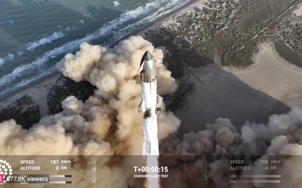 Oitavo voo de teste do megafoguete Starship da SpaceX - AFP