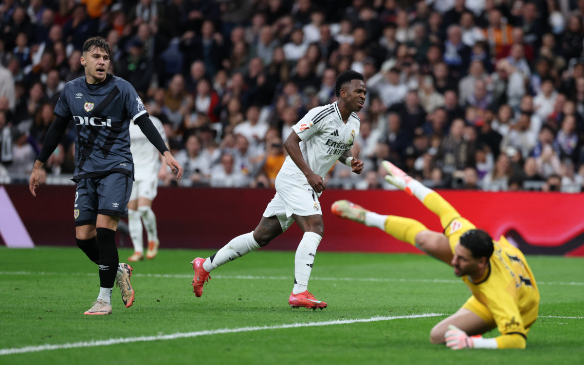 Vini Jr fez o gol da vitória do Real Madrid sobre o Rayo Vallecano