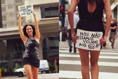 Claudia Ohana protesta contra etarismo na Avenida Paulista 