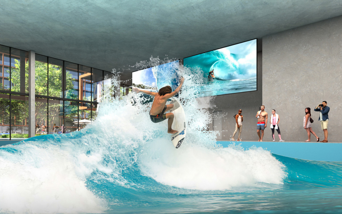 Piscina de ondas indoor do condomínio será para pessoas de todas as idades, interessadas em conhecer e praticar o esporte