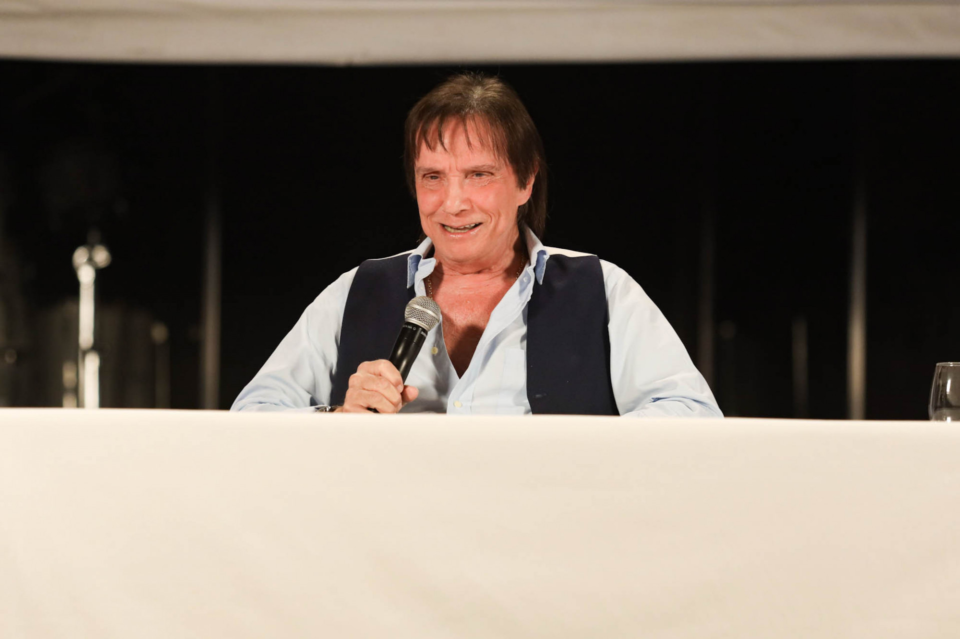 Roberto Carlos na coletiva de imprensa no navio 'Além do Horizonte' - Daniel Pinheiro / Brazil News