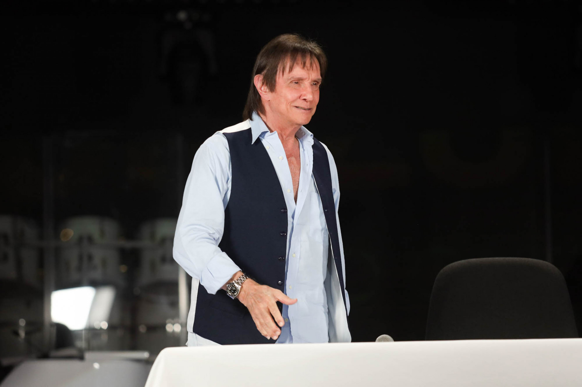 Roberto Carlos na coletiva de imprensa no navio 'Além do Horizonte' - Daniel Pinheiro / Brazil News