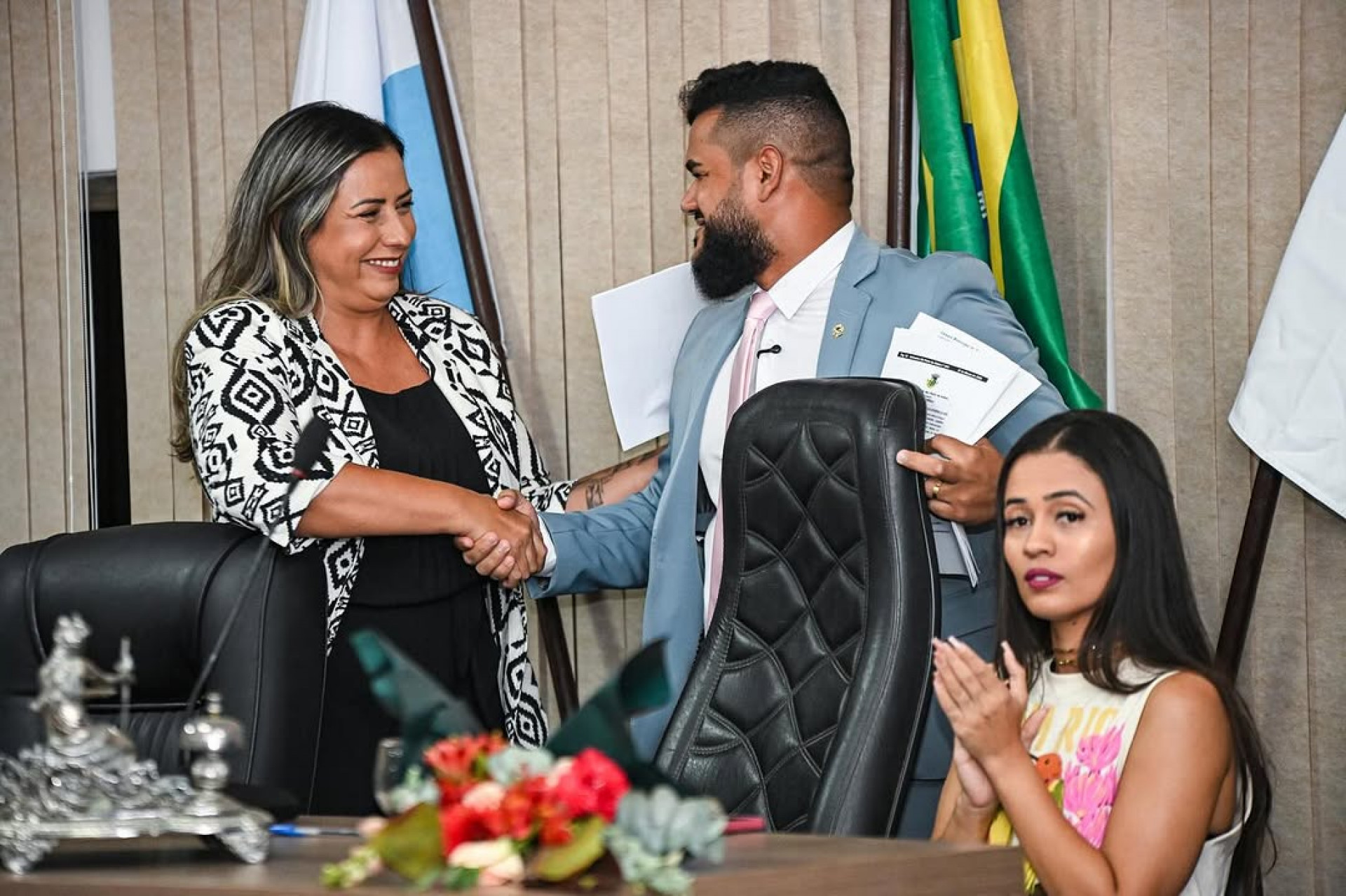 Vereadora Mislene de André e vereador, presidente da Câmara de SPA, Jean Pierre - Reprodução/ Redes sociais