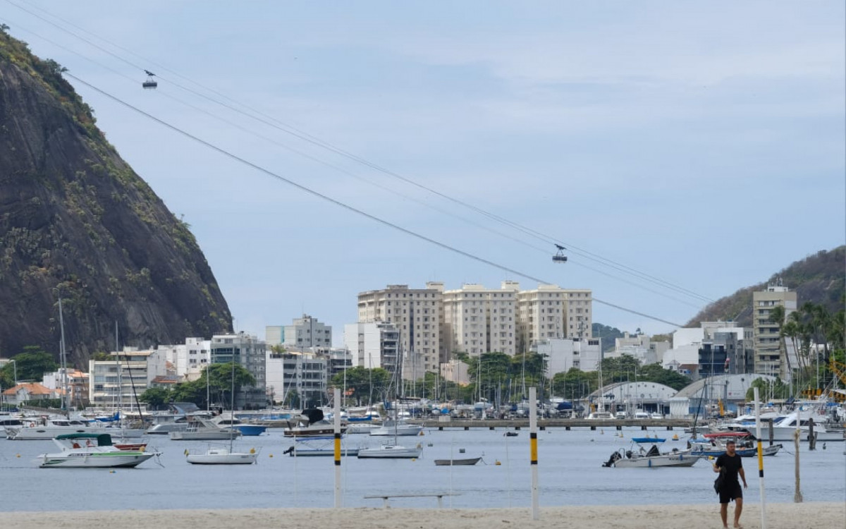 Tempo estava parcialmente nublado na enseada de Botafogo