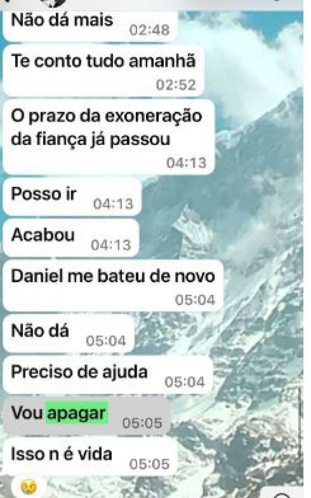 Prints mostram vítima relatando agressões - Arquivo Pessoal