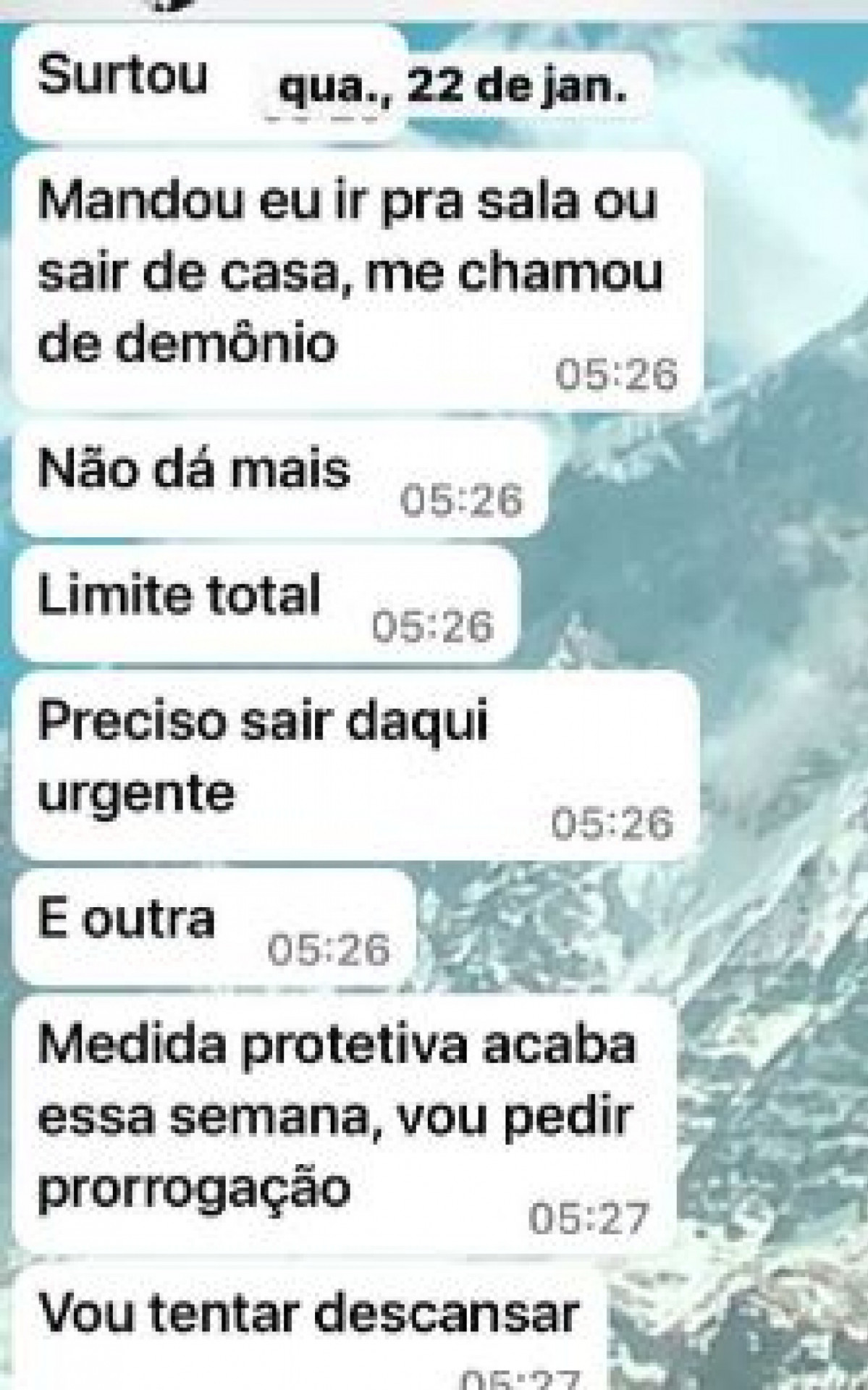 Prints mostram vítima relatando agressões - Arquivo Pessoal