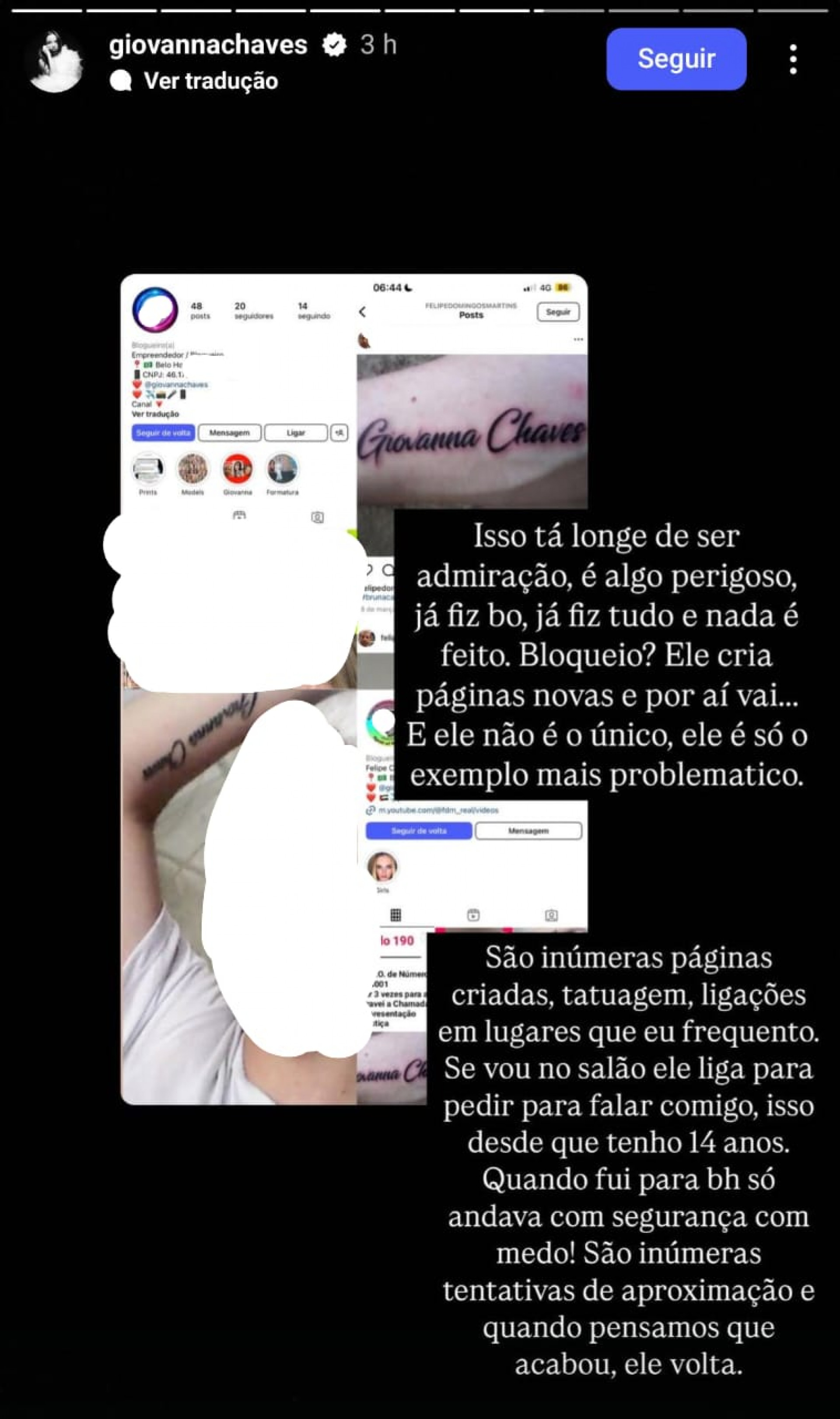 Giovanna Chaves relata perseguição de stalker há anos - Reprodução / Instagram