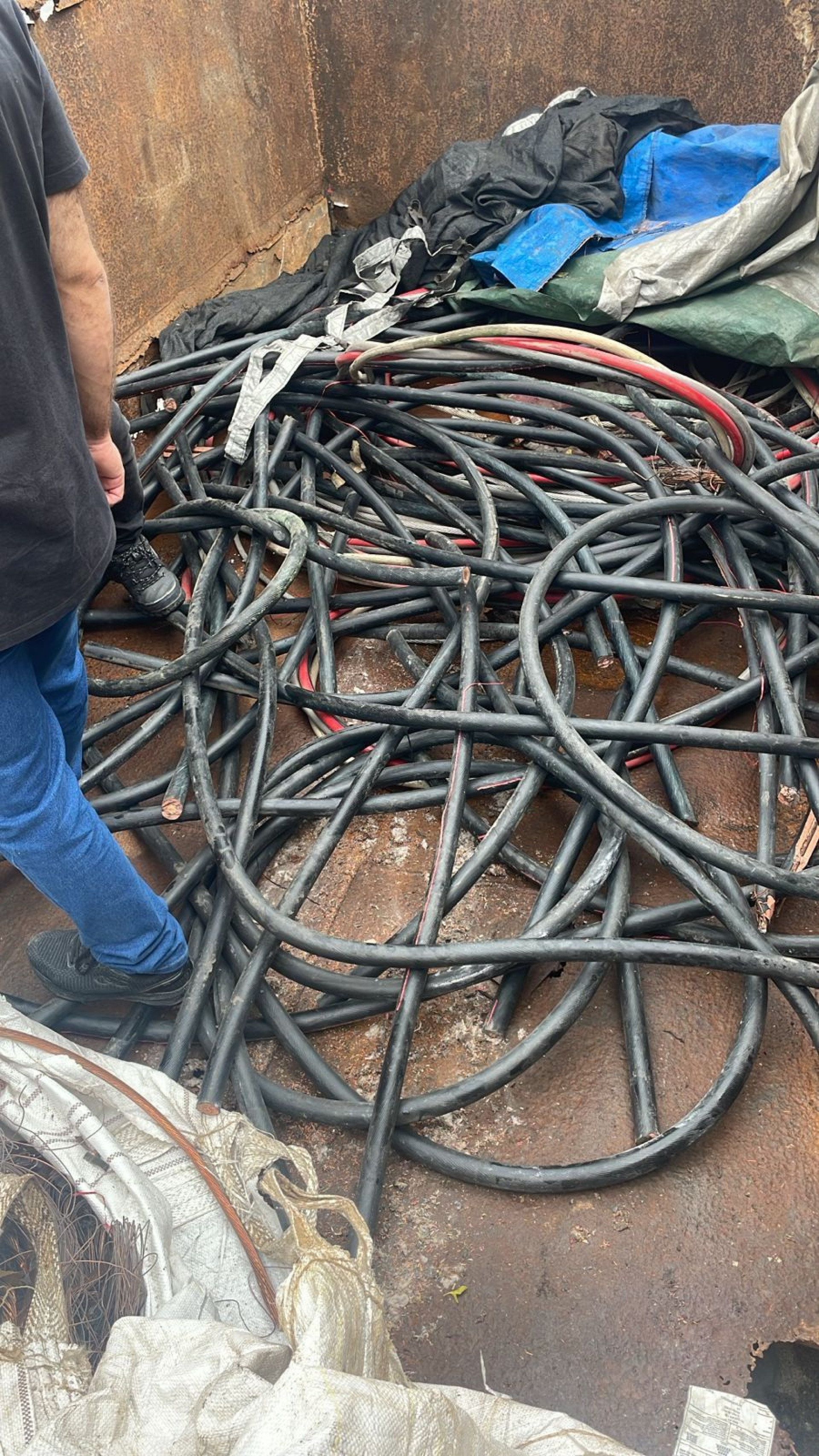 Ao todo, caminhão transportava mais de uma tonelada de fios de cobre e cabos - Divulgação