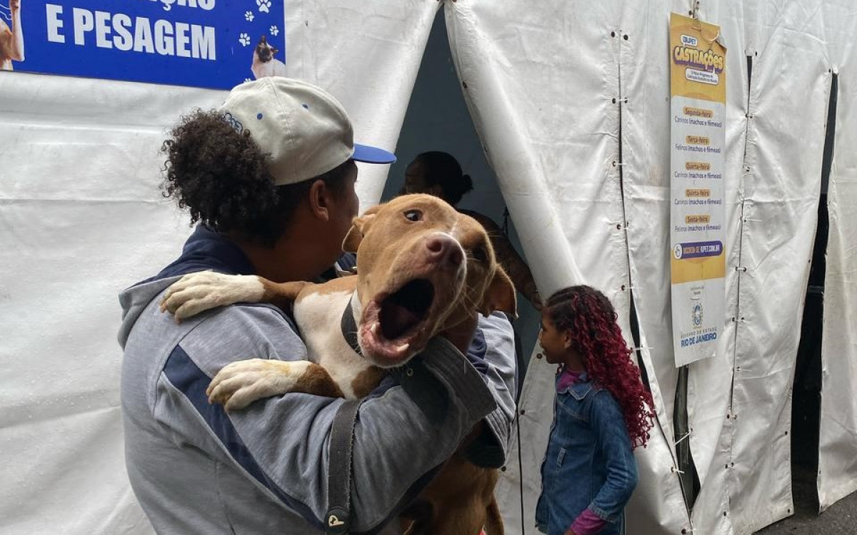 Os tutores de pets aproveitaram o ônibus do Castramóvel RJPET para levar seus animais