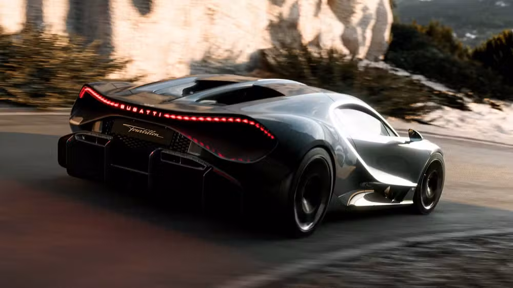 O Bugatti Tourbillon é um supercarro híbrido que possui um motor V16 de 1800 cavalos e pode alcançar 446 km/h - Divulgação /Bugatti